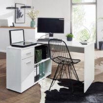 Rohový Písací Stôl Wohnling Biely - Nábytok do kancelárie a pracovne > Písacie stoly